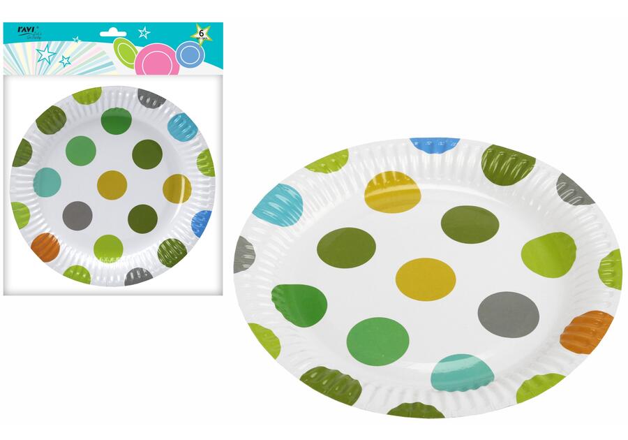 Zdjęcie: Talerz papierowy LGP Green dots 23 cm, 6 sztuk art. 12183 DECOR