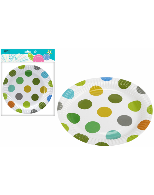 Zdjęcie: Talerz papierowy LGP Green dots 23 cm, 6 sztuk art. 12183 DECOR