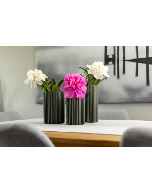 Zdjęcie: Zestaw wazonów Nemo, 3 sztuki recycled, szarozielony LAMELA