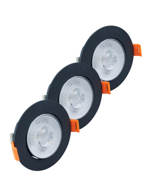 Zdjęcie: Lampa podtynkowa LED, 4,9 W, 346 lm, 4000 K, czarna, 3 szt. DPM SOLID