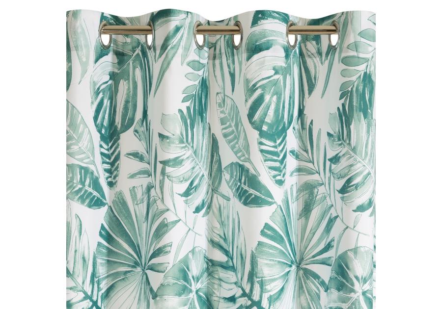 Zdjęcie: Zasłona zaciemniająca Arlena 140x250 cm biało-zielona na przelotkach EUROFIRANY
