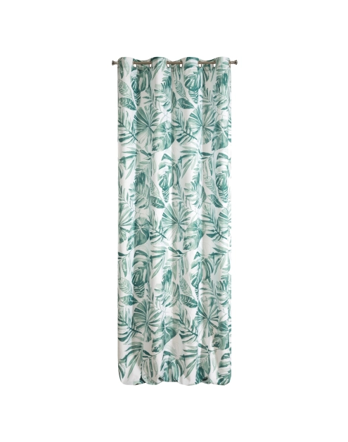 Zdjęcie: Zasłona zaciemniająca Arlena 140x250 cm biało-zielona na przelotkach EUROFIRANY