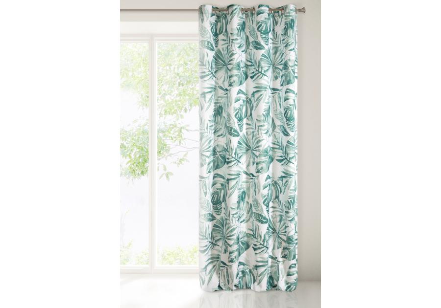 Zdjęcie: Zasłona zaciemniająca Arlena 140x250 cm biało-zielona na przelotkach EUROFIRANY