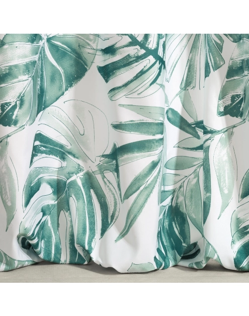 Zdjęcie: Zasłona zaciemniająca Arlena 140x250 cm biało-zielona na przelotkach EUROFIRANY