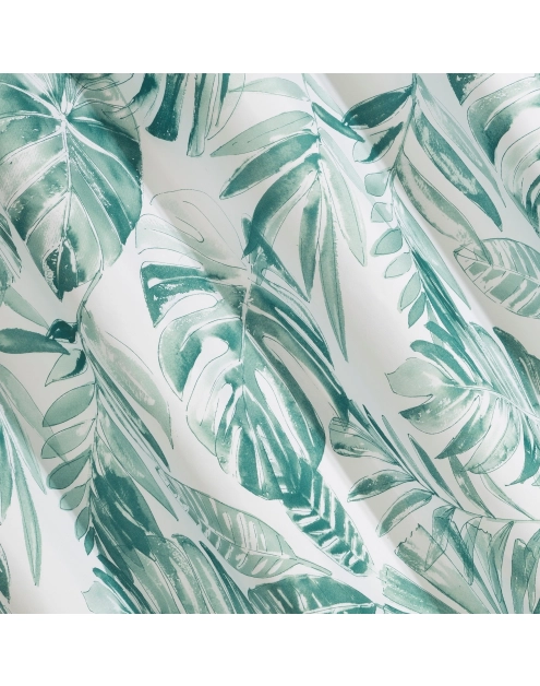 Zdjęcie: Zasłona zaciemniająca Arlena 140x250 cm biało-zielona na przelotkach EUROFIRANY