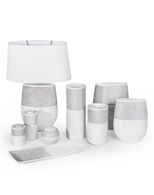 Zdjęcie: Wazon Aneli 21x8x28 cm biało-srebrny EUROFIRANY