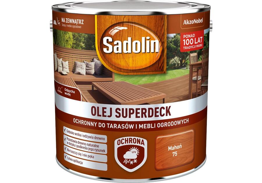 Zdjęcie: Olej do drewna 2,5 L mahoń Superdeck SADOLIN
