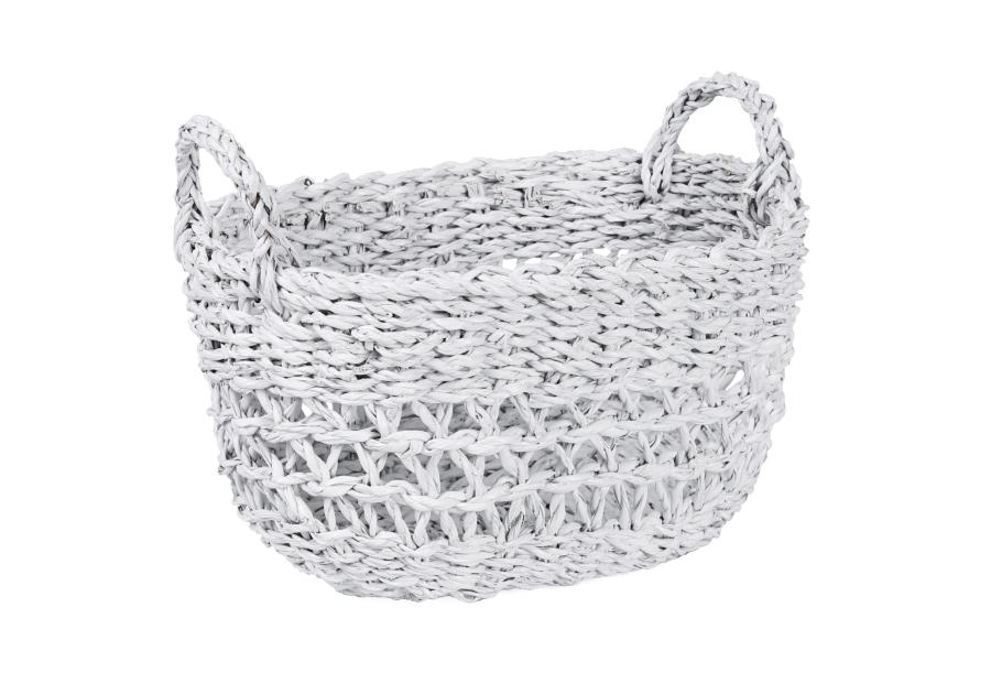 Zdjęcie: Kosz ażurowy z trawy morskiej z uchwytami 32x24x19/26h cm biały TIN TOURS
