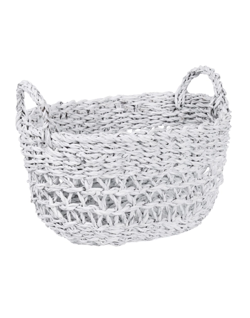 Zdjęcie: Kosz ażurowy z trawy morskiej z uchwytami 32x24x19/26h cm biały TIN TOURS