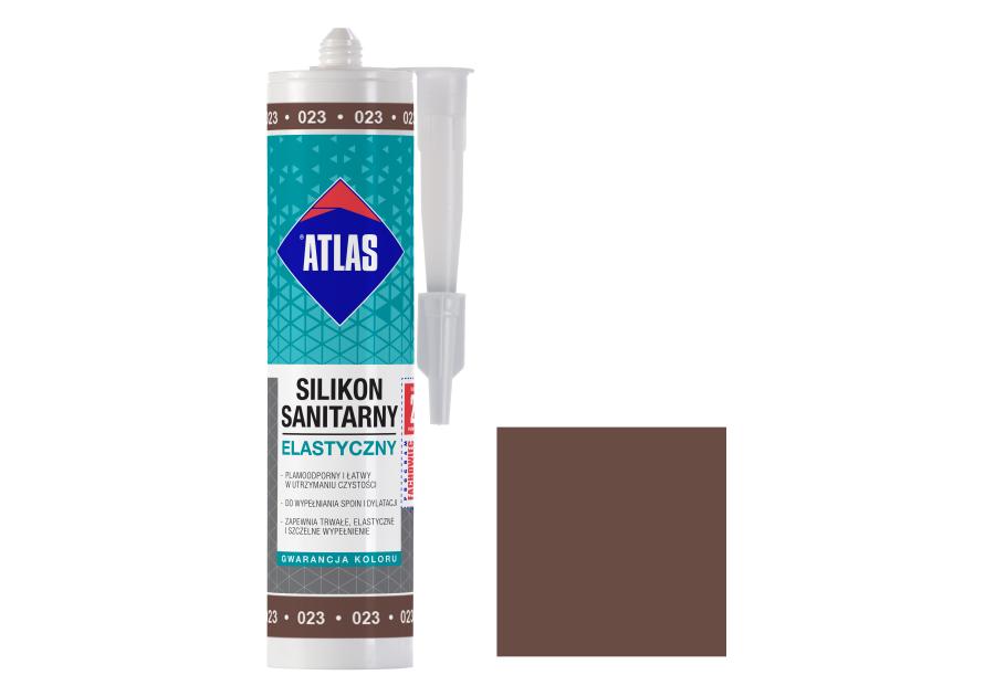 Zdjęcie: Silikon sanitarny elastyczny 023 brązowy 280 ml ATLAS