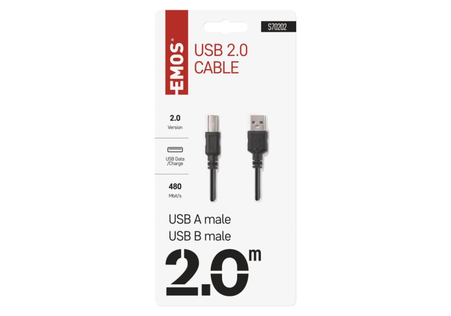 Zdjęcie: Przewód USB 2.0 wtyk A - wtyk B, 2m EMOS
