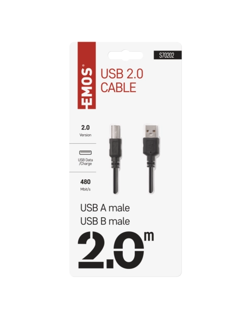 Zdjęcie: Przewód USB 2.0 wtyk A - wtyk B, 2m EMOS