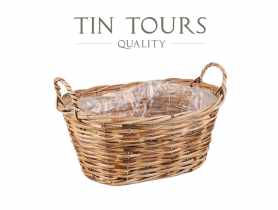 Owalny kosz rattanowy z uchwytami 37x26x16/22h cm TIN TOURS