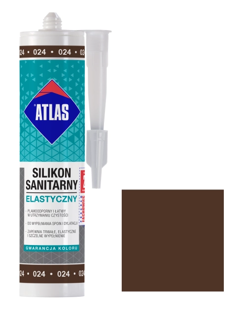 Zdjęcie: Silikon sanitarny elastyczny 024 ciemnobrązowy 280 ml ATLAS