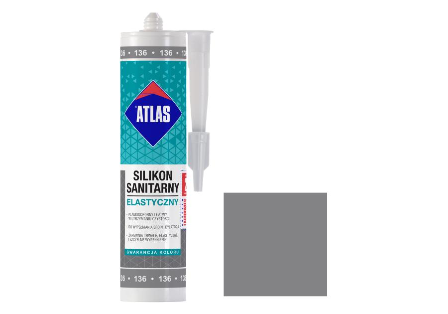 Zdjęcie: Silikon sanitarny elastyczny 136 srebrny 280 ml ATLAS