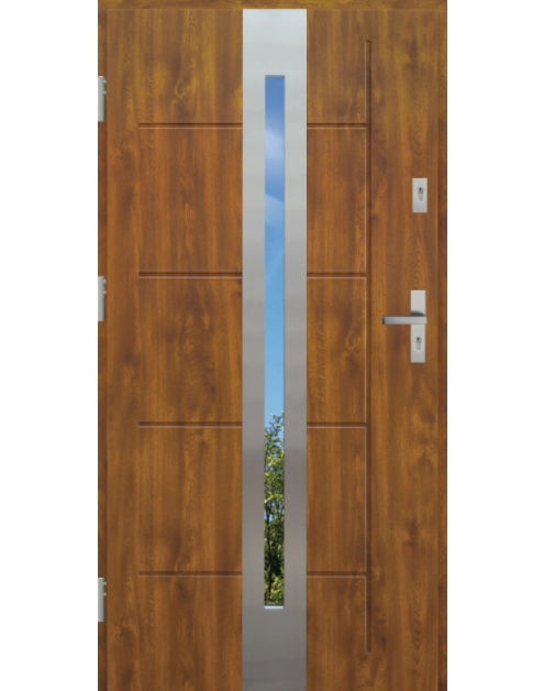 Zdjęcie: Drzwi zewnętrzne stalowo-drewniane Disting Nicolo 08 Dąb złoty 90 cm lewe KR CENTER