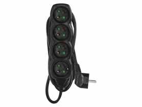 Przedłużacz 5 m, 4 gniazda, czarny, PVC, 1 mm2 EMOS