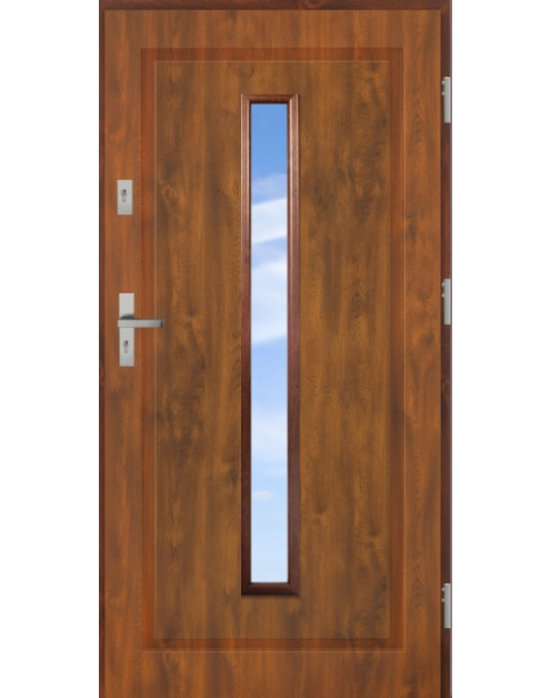 Zdjęcie: Drzwi zewnętrzne stalowo-drewniane Disting Mario 04 Dąb złoty 80 cm prawe KR CENTER
