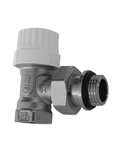 Zdjęcie: Zawór grzejnikowy termostatyczny zasilający kątowy 1/2" z nastawą i oringiem CALIDO