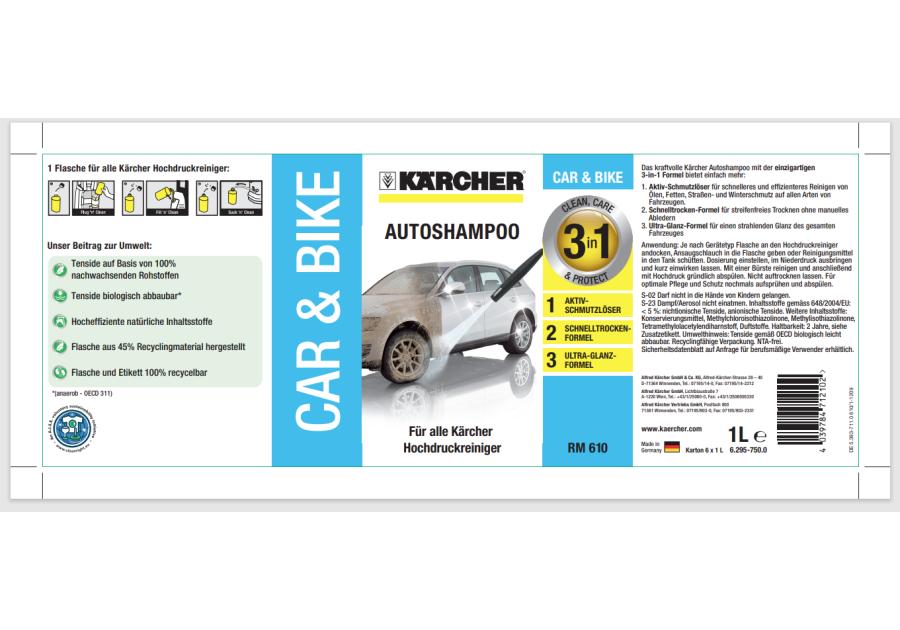 Zdjęcie: Szampon samochodowy 3w1 RM 610 1 L 6.295-750.0 KARCHER