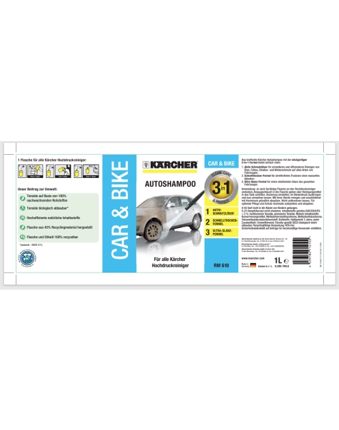 Zdjęcie: Szampon samochodowy 3w1 RM 610 1 L 6.295-750.0 KARCHER
