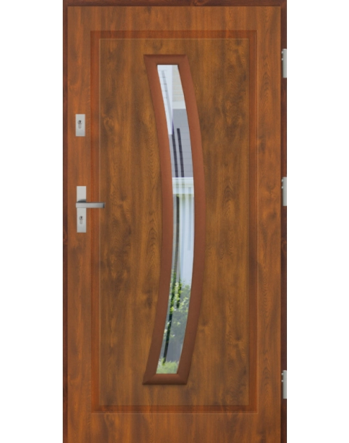 Zdjęcie: Drzwi zewnętrzne stalowo-drewniane Disting Mario 02 Dąb złoty 80 cm prawe KR CENTER