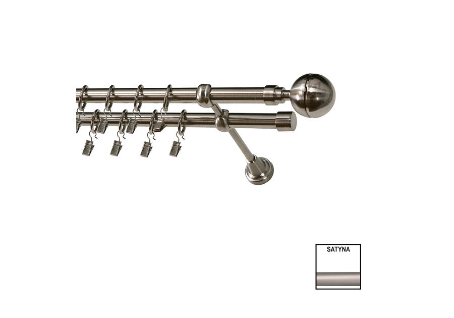 Zdjęcie: Karnisz podwójny Zeus fi 19 mm - 400 cm kula satyna KARWEL