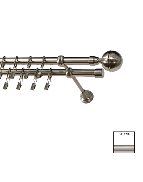Zdjęcie: Karnisz podwójny Zeus fi 19 mm - 400 cm kula satyna KARWEL