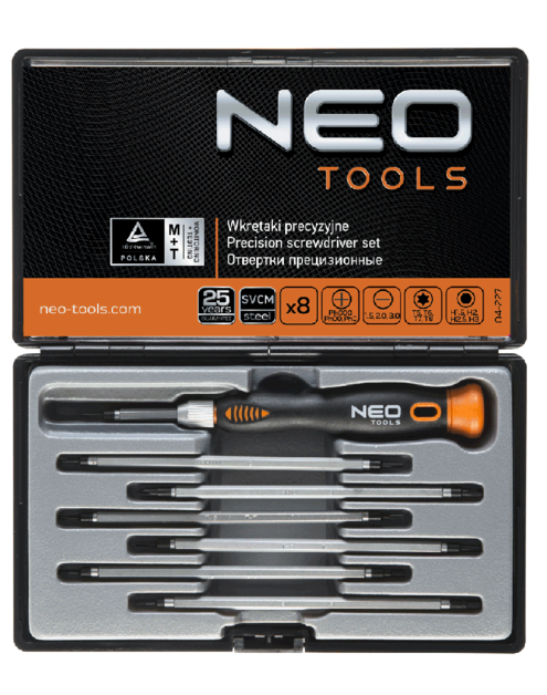 Zdjęcie: Wkrętaki precyzyjne, zestaw 8 sztuk, SvCm NEO