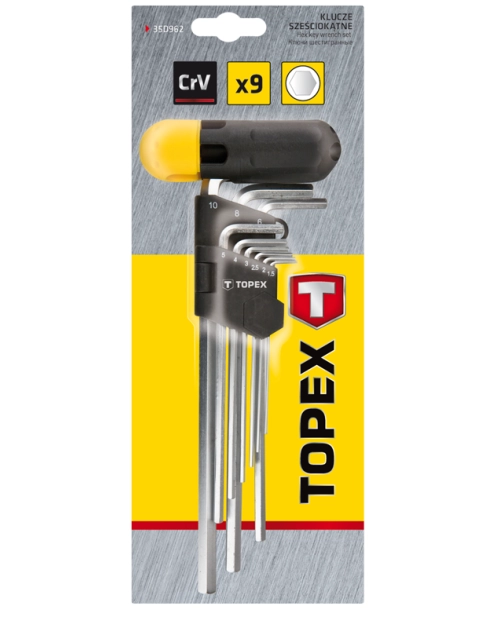 Zdjęcie: Klucze sześciokątne 1.5-10 mm, zestaw 9 sztuk TOPEX