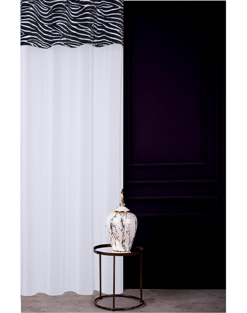 Zdjęcie: Firana z kantą welwetową zebra perfect chic light biało-czarna+złota wszywka 140x270 cm CHIC HOME