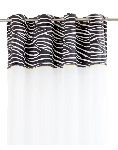 Zdjęcie: Firana z kantą welwetową zebra perfect chic light biało-czarna+złota wszywka 140x270 cm CHIC HOME