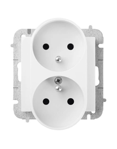 Zdjęcie: Gniazdo Santra 2x2P+Z modułowe bez ramki, podtynkowe IP20 biały ELEKTRO-PLAST