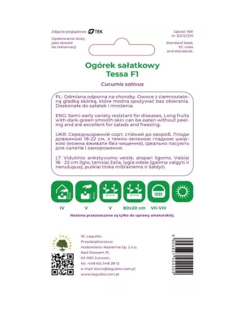 Zdjęcie: Ogórek Tessa F1 5 g W.LEGUTKO