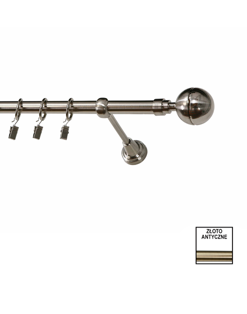 Zdjęcie: Karnisz pojedynczy Zeus fi 19 mm - 200 cm kula złoto KARWEL