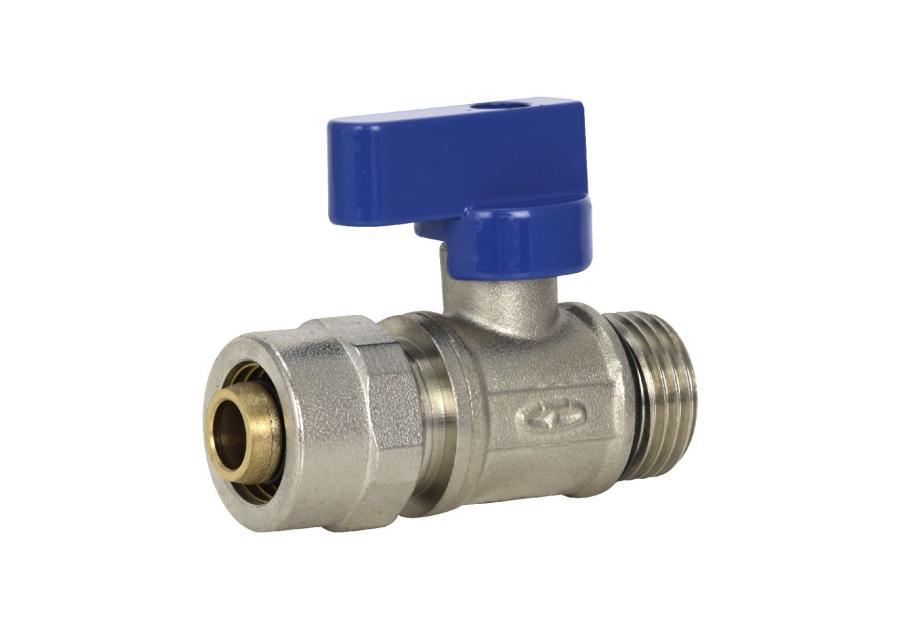 Zdjęcie: Zawór kulowy mini 1/2x16 PEX z rączką niebieską TYCNER