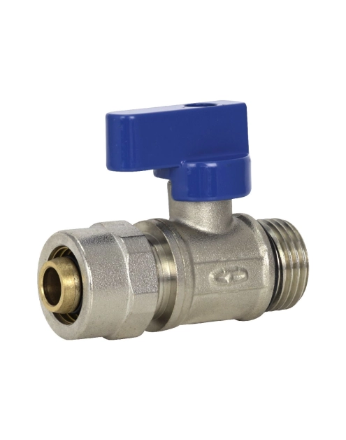 Zdjęcie: Zawór kulowy mini 1/2x16 PEX z rączką niebieską TYCNER