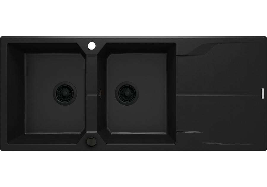 Zdjęcie: Zlewozmywak Andante nero granit 2K Z/O 1160x500x224,3,5", space saver DEANTE