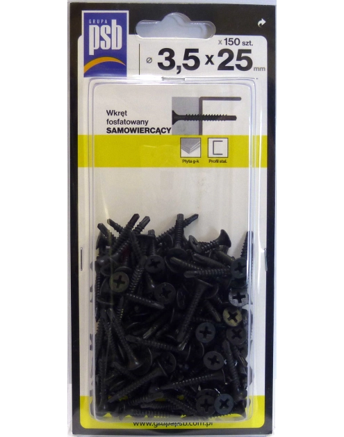 Zdjęcie: Wkręt fosfatowany samowiercący 3,5x25 mm - 150 szt. SILA