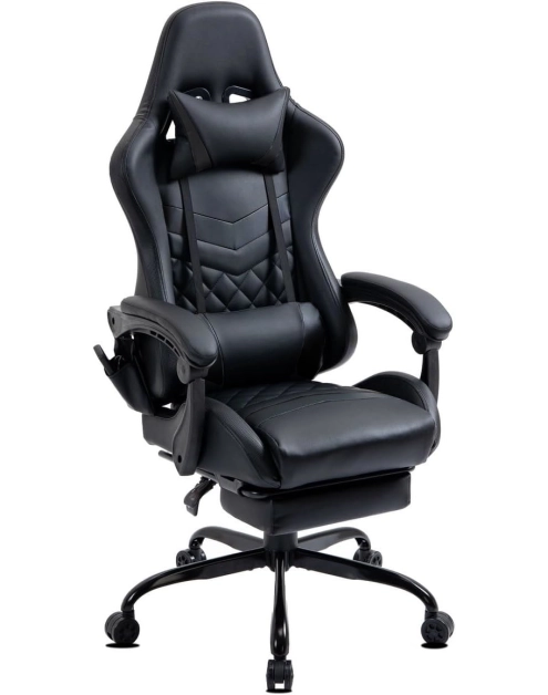 Zdjęcie: Fotel gamingowy Axel z podnóżkiem ekoskóra czarny TS INTERIOR