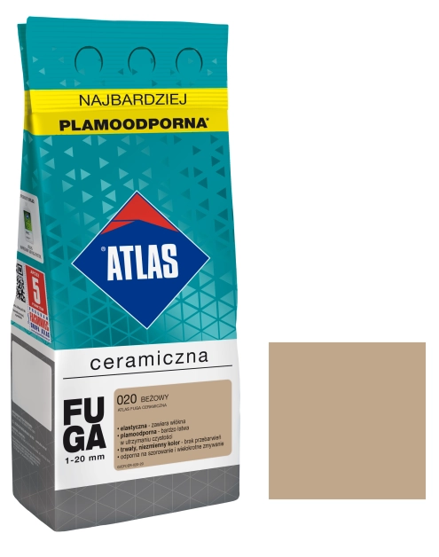 Zdjęcie: Fuga ceramiczna 020 beżowy, alubag, 2 kg ATLAS
