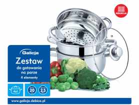 Zestaw garnków 4-elementowy do gotowania na parze nierdzewny GALICJA