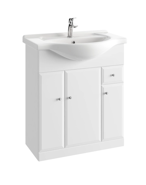 Zdjęcie: Szafka łazienkowa podumywalkowa Armando 3-drzwiowa 75 cm biała na cokole DEFTRANS