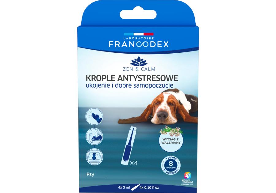 Zdjęcie: Krople antystresowe z walerianą dla psów, 4 x 3 ml FRANCODEX