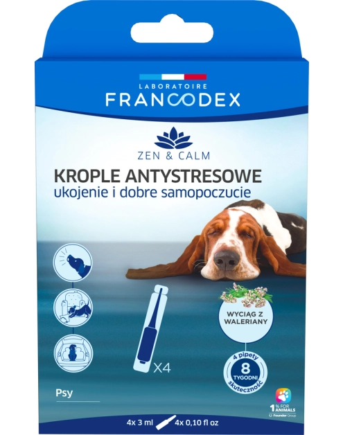 Zdjęcie: Krople antystresowe z walerianą dla psów, 4 x 3 ml FRANCODEX