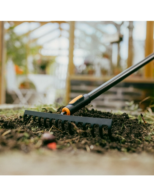 Zdjęcie: Grabie metalowe do gleby 14 zębów, głowica One Click FISKARS