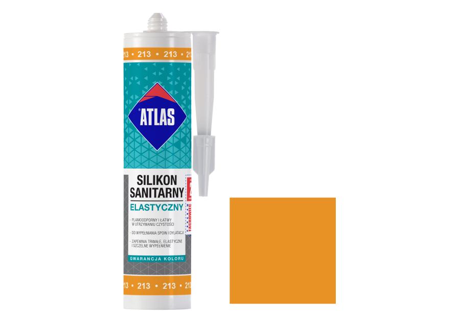 Zdjęcie: Silikon sanitarny elastyczny, 213 mandarynkowy, 280 ml ATLAS
