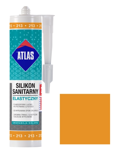 Zdjęcie: Silikon sanitarny elastyczny, 213 mandarynkowy, 280 ml ATLAS