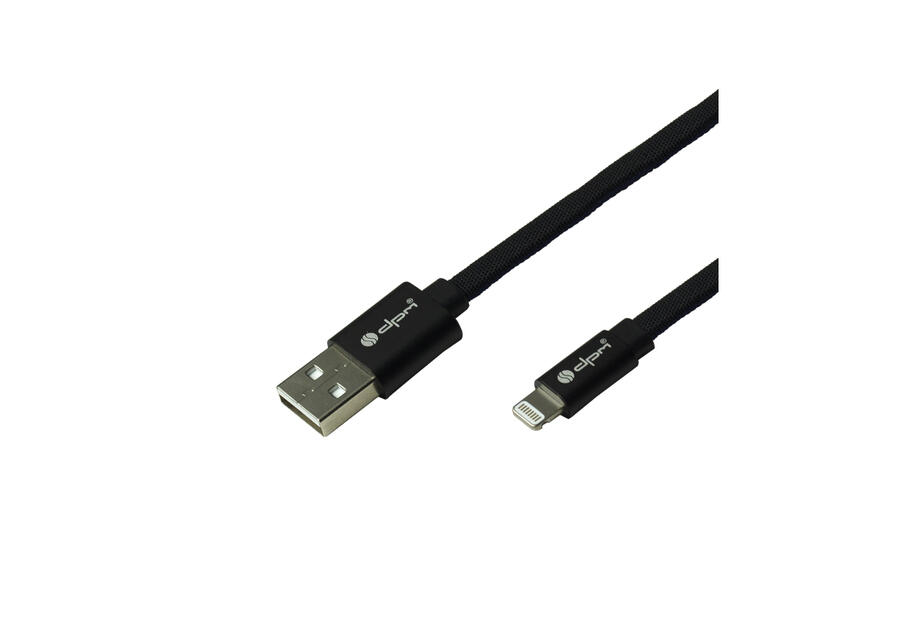 Zdjęcie: Przewód USB - LIGHTNING, z licencją MFI, 1m, czarno-granatowy materiałowy EN101 DPM SOLID