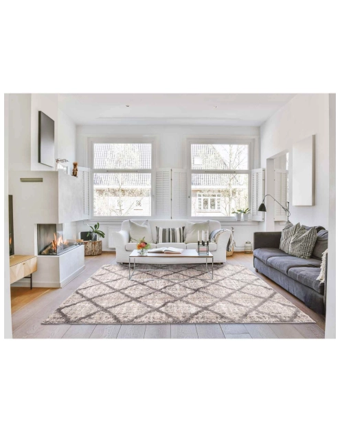 Zdjęcie: Dywan Bilbao Shaggy 80x150 cm romby beżowy MULTI-DECOR